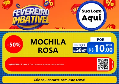 Modelo de Cartaz para Cartaz A4 Horizontal com o tema Fevereiro Imbatível para Papelaria