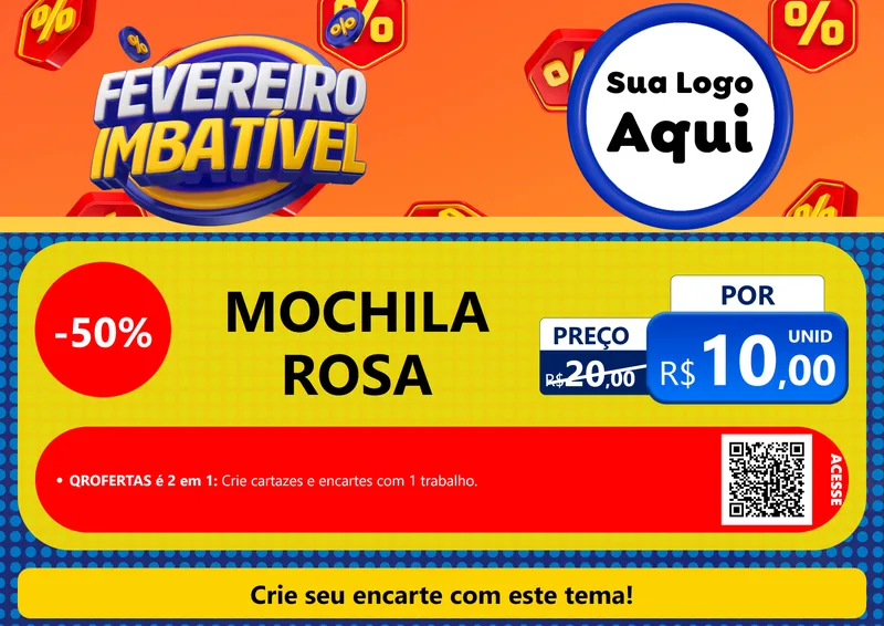 Modelo de Cartaz para Cartaz A4 Horizontal com o tema Fevereiro Imbatível para Papelaria