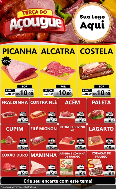 Modelo de Encarte para Encarte Grande com o tema Terça do Açougue para Açougue
