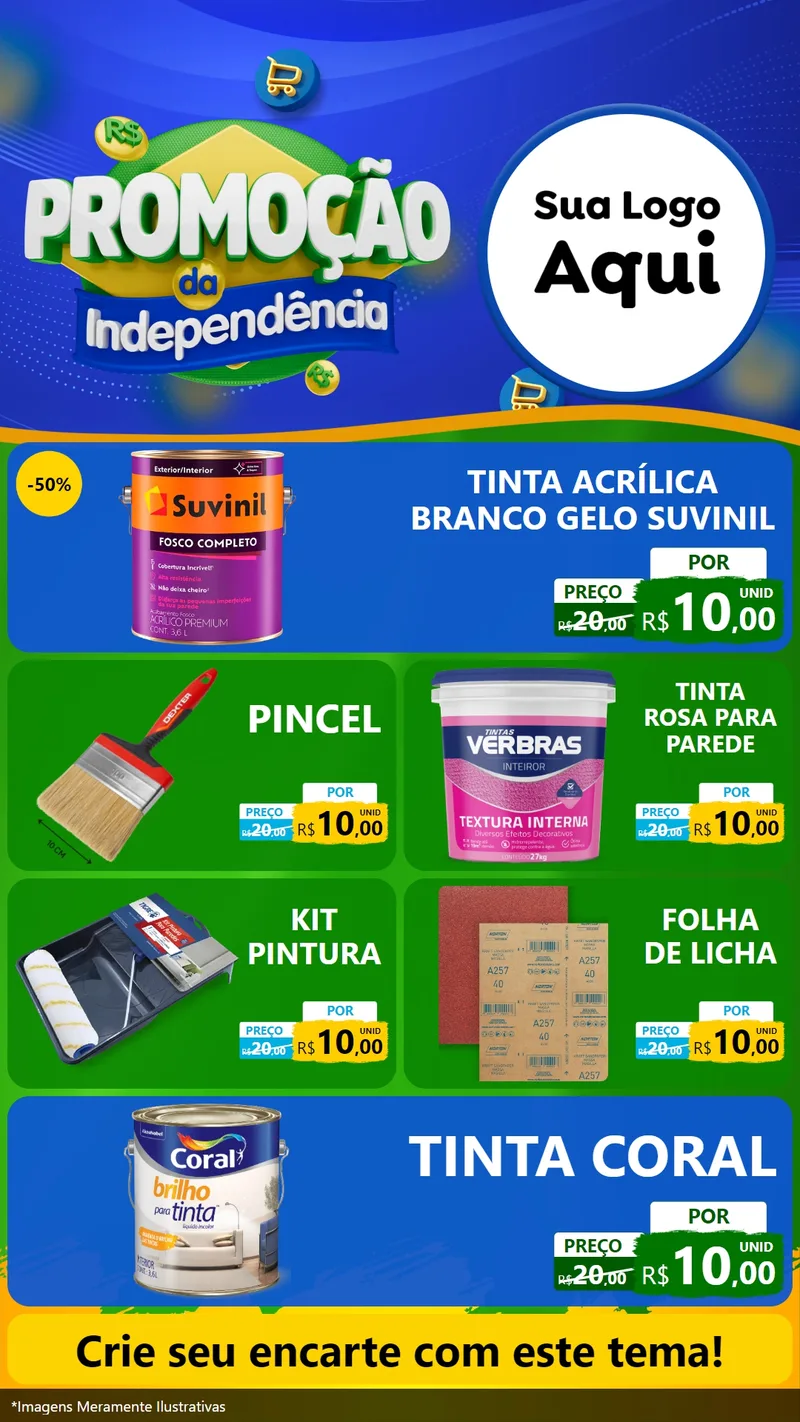 Modelo de TV para TV Vertical com o tema Promoção da Independência para Tintas e Ferramentas