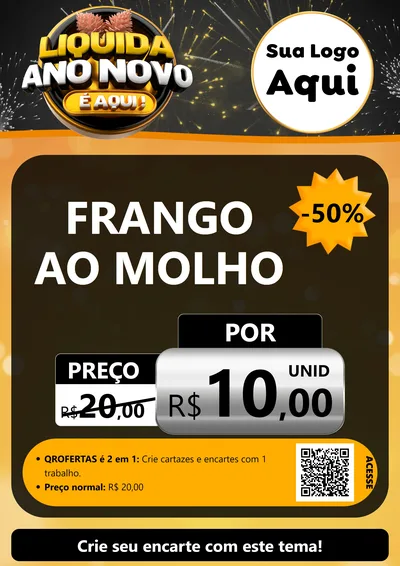 Modelo de Cartaz para Cartaz A4 Vertical com o tema Liquida Ano Novo É Aqui! para Restaurante