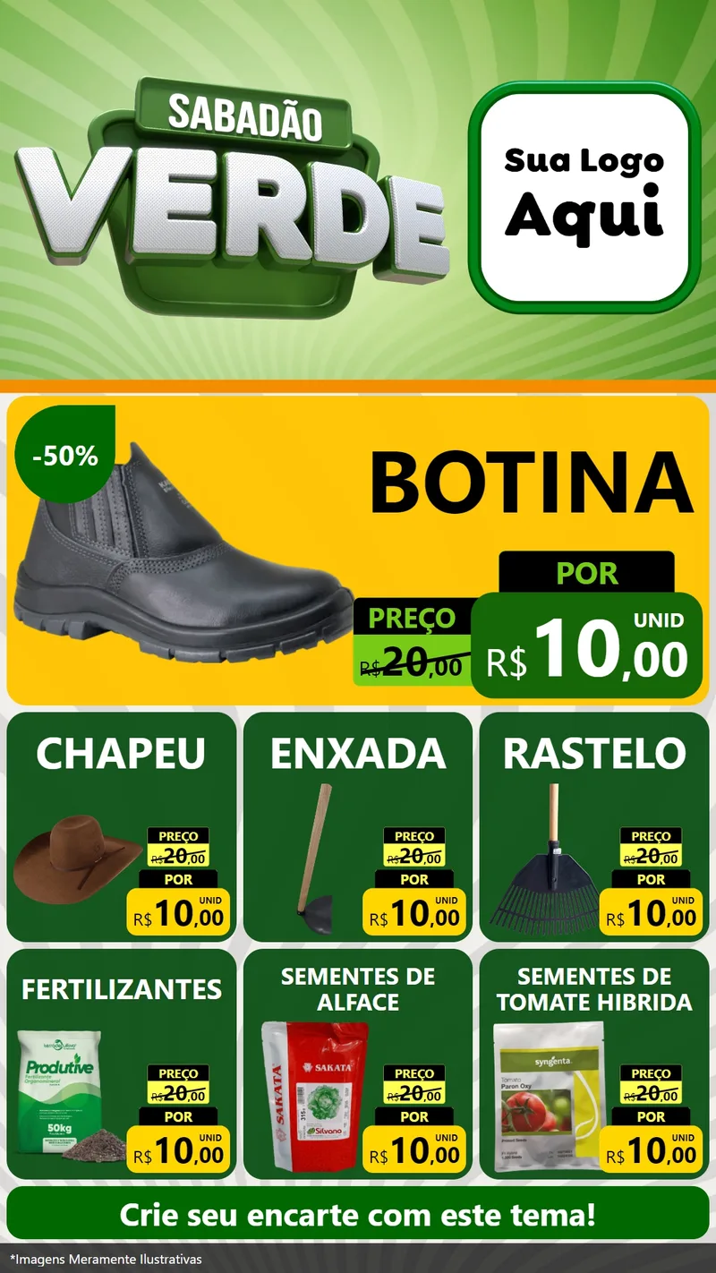 Modelo de Rede Social para Stories com o tema Sabadão Verde para Agropecuária