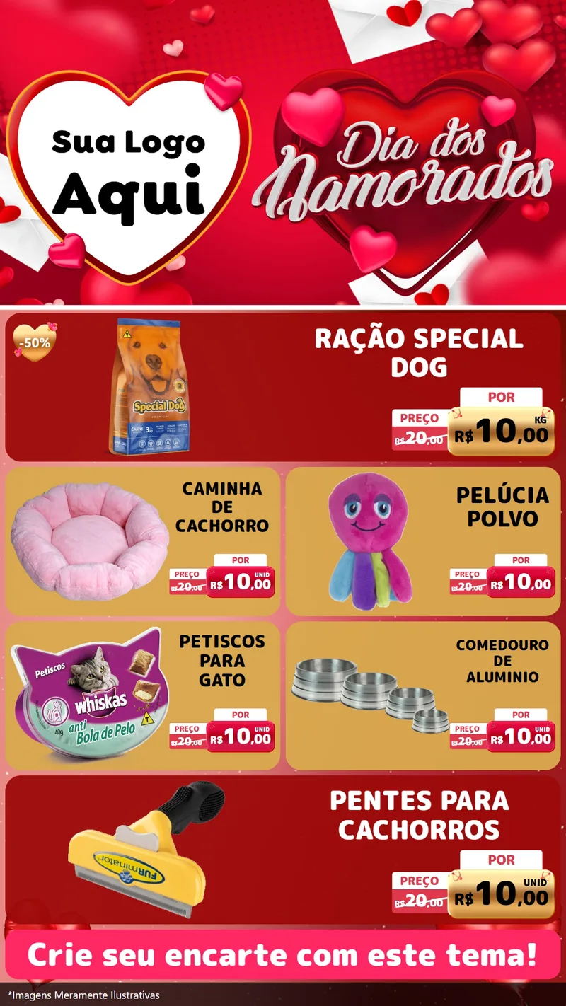 Modelo de TV para TV Vertical com o tema Dia Dos Namorados para Pet Shop