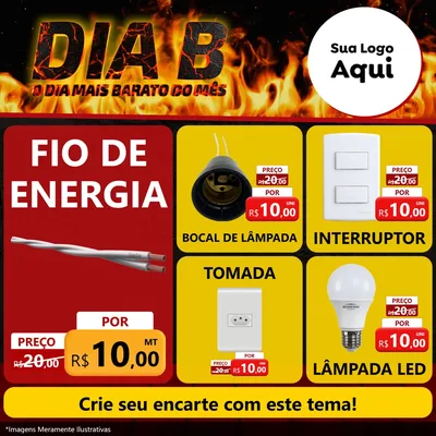 Modelo de Rede Social para Feed Facebook com o tema Dia B para Materiais Elétricos