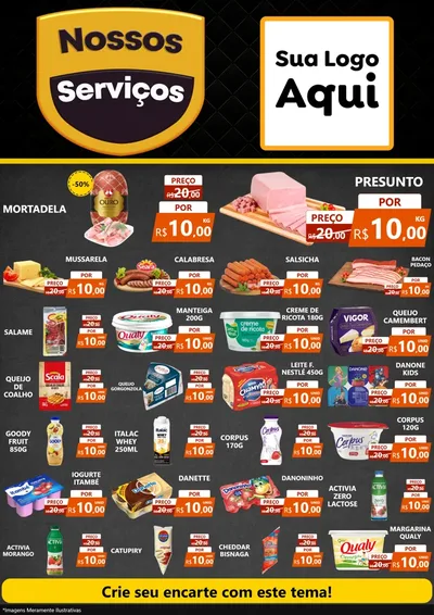 Modelo de Encarte para Encarte A4 Vertical com o tema Nossos Serviços para Frios e Laticínios