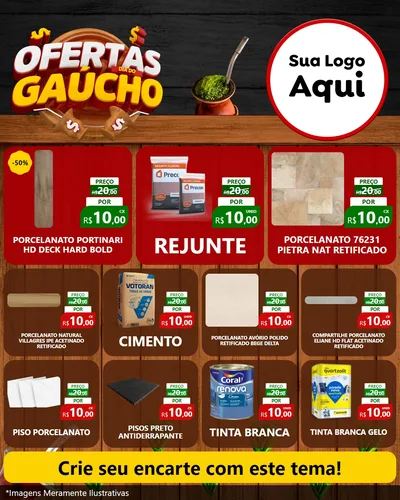 Modelo de Rede Social para Feed Instagram com o tema Ofertas Dia do Gaúcho para Pisos e revestimentos