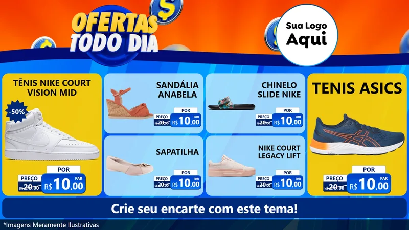 Modelo de TV para TV Horizontal com o tema Ofertas Todo Dia para Calçados