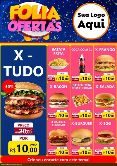 Modelo de Encarte para Encarte A4 Vertical com o tema Folia de Ofertas para Hamburgueria