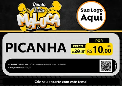 Modelo de Cartaz para Cartaz A4 Horizontal com o tema Quinta e Sexta Maluca para Açougue