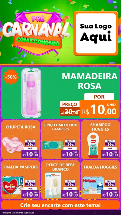Modelo de Rede Social para Stories com o tema Pré-Carnaval Com Economia para Bebês