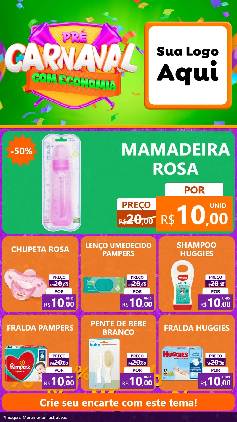 Modelo de Rede Social para Stories com o tema Pré-Carnaval Com Economia para Bebês