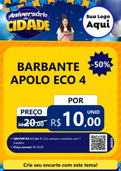 Modelo de Cartaz para Cartaz A4 Vertical com o tema Aniversário da Cidade para Armarinho e Aviamentos