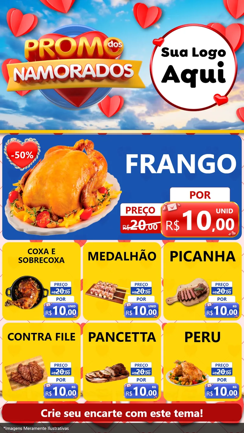 Modelo de Rede Social para Stories com o tema Promo dos Namorados para Assados