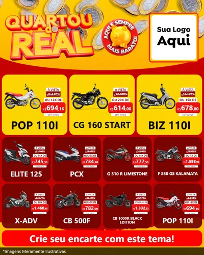 Modelo de Rede Social para Feed Instagram com o tema Quartou do Real para Concessionaria de Motos