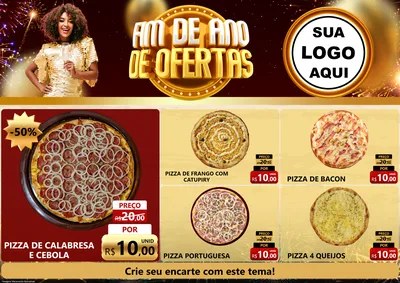 Modelo de Encarte para Encarte A4 Horizontal com o tema Fim de Ano de Ofertas para Pizzaria