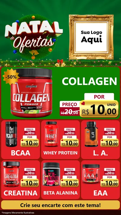 Modelo de Rede Social para Stories com o tema Natal de Ofertas para Suplementos alimentares