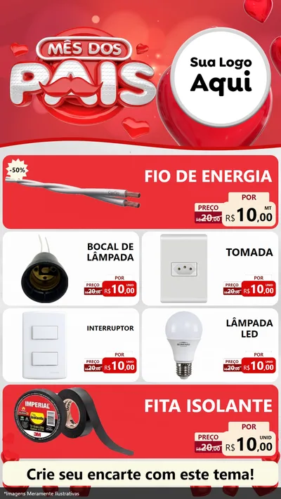 Modelo de TV para TV Vertical com o tema Mês dos Pais para Materiais Elétricos