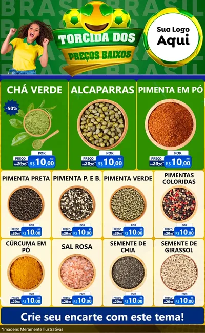 Modelo de Encarte para Encarte Grande com o tema Torcida dos Preços Baixos - Copa para Produtos Naturais