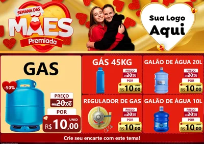 Modelo de Encarte para Encarte A4 Horizontal com o tema Semana das Mães Premiada para Água e gás