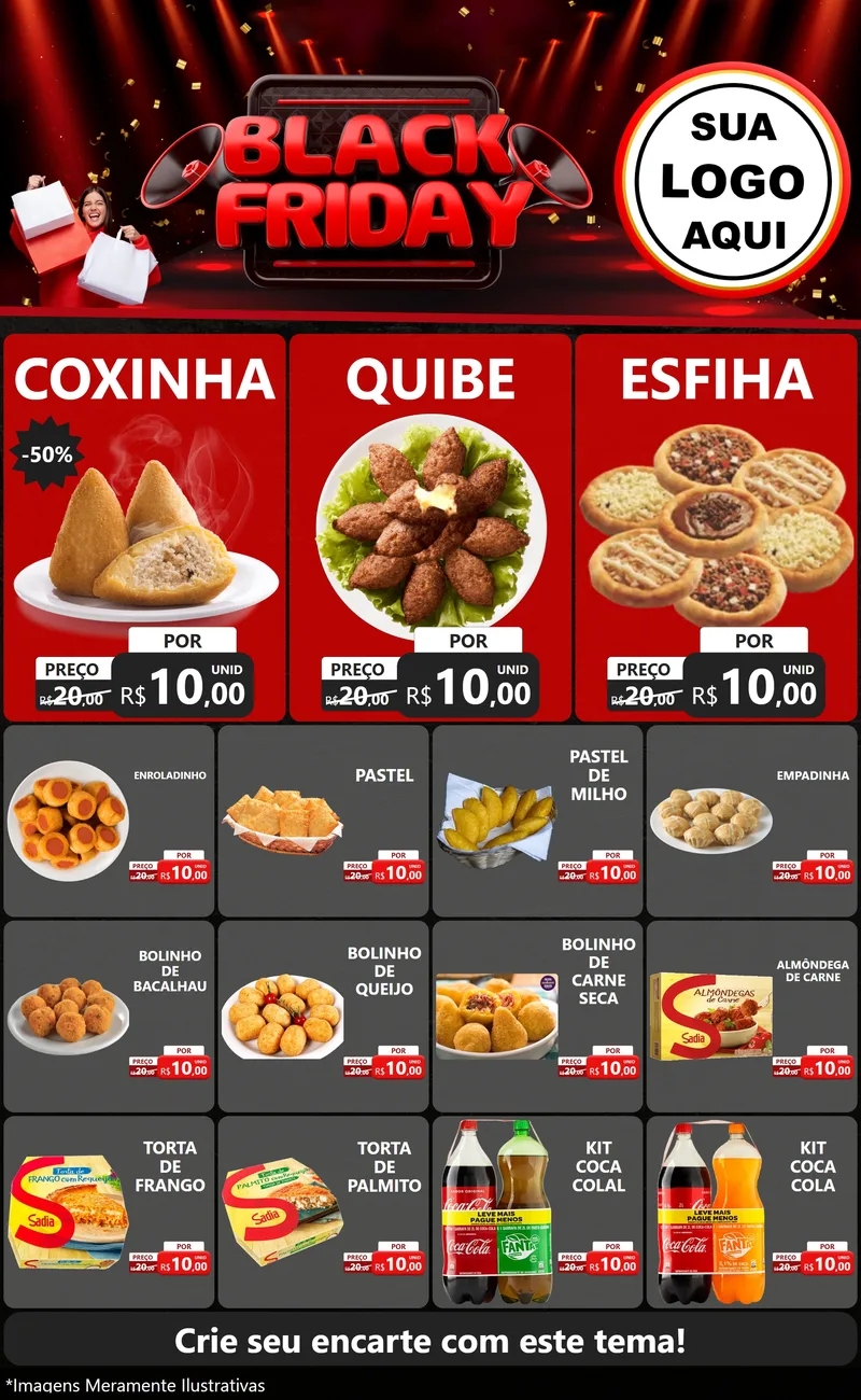 Modelo de Encarte para Encarte Grande com o tema Black Friday para Salgadaria