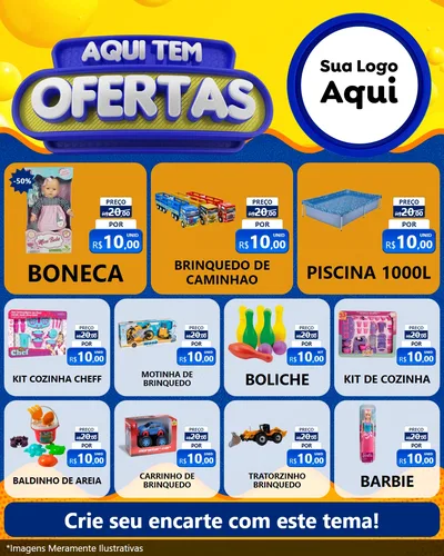 Modelo de Rede Social para Feed Instagram com o tema Aqui Tem Ofertas para Brinquedos