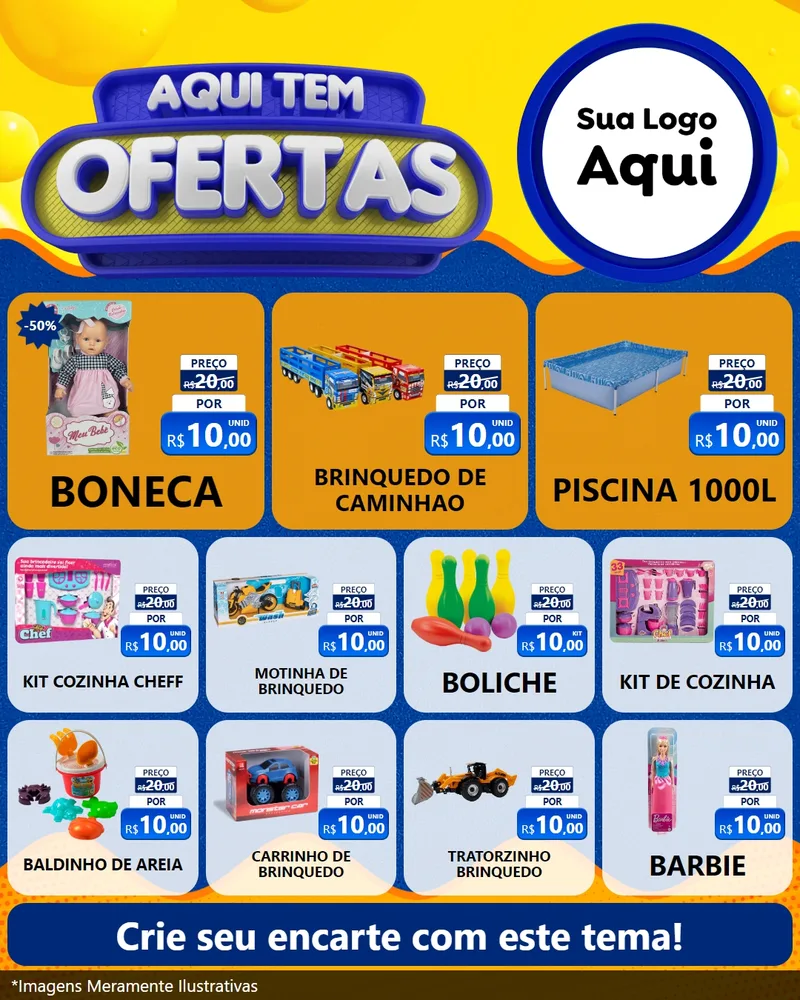 Modelo de Rede Social para Feed Instagram com o tema Aqui Tem Ofertas para Brinquedos