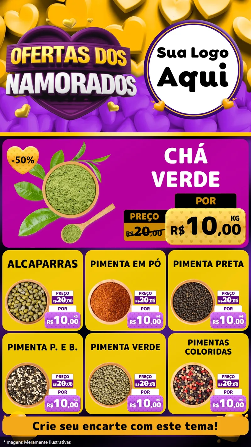 Modelo de Rede Social para Stories com o tema Oferta Dos Namorados para Produtos Naturais
