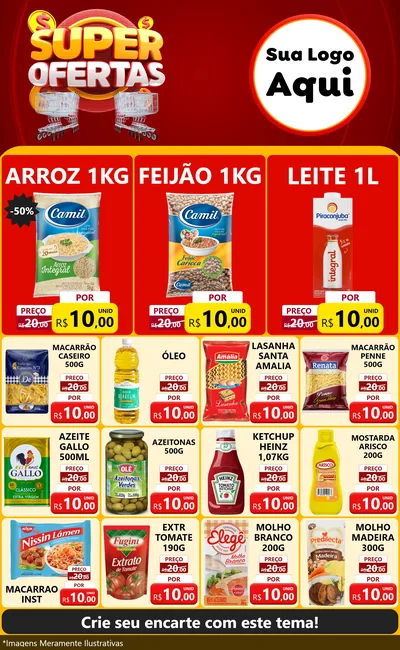 Modelo de Encarte para Encarte Grande com o tema Super Ofertas para Supermercado