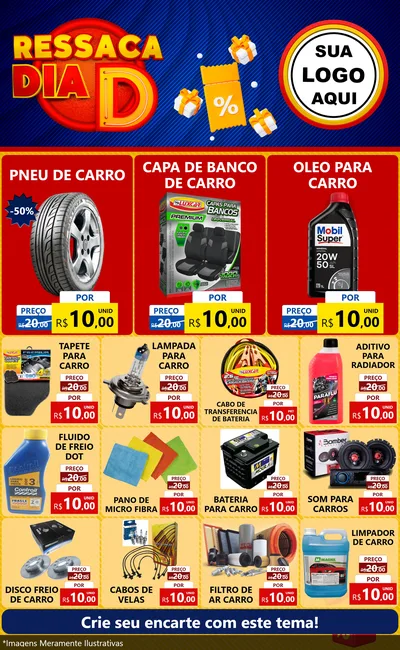 Modelo de Encarte para Encarte Grande com o tema Ressaca Dia D para Auto peças