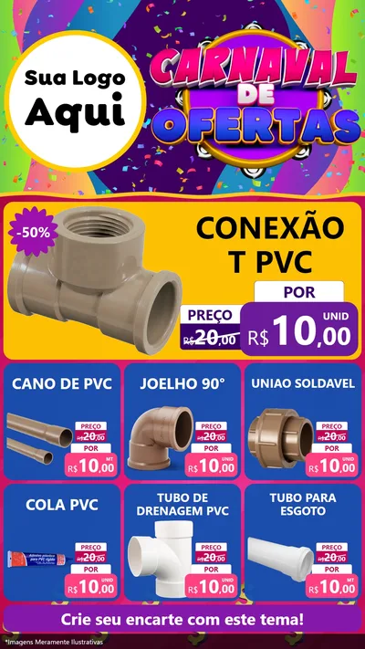 Modelo de Rede Social para Stories com o tema Carnaval de Ofertas para Tubos e conexões