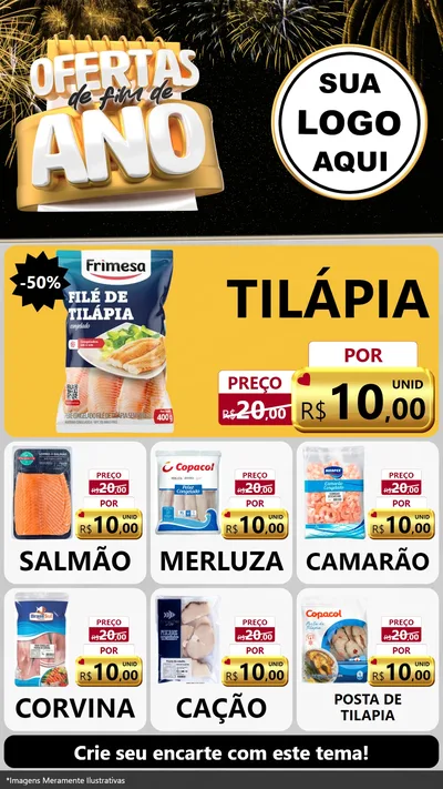 Modelo de Rede Social para Stories com o tema Ofertas de Fim de Ano para Peixaria