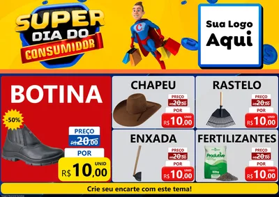 Modelo de Encarte para Encarte A4 Horizontal com o tema Super Dia do Consumidor para Agropecuária