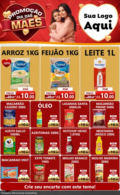 Modelo de Encarte para Encarte Grande com o tema Promoção Dia das Mães para Supermercado