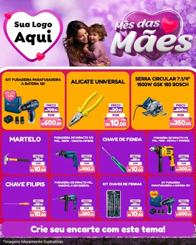 Modelo de Rede Social para Feed Instagram com o tema Mês das Mães para Maquinas e Ferramentas
