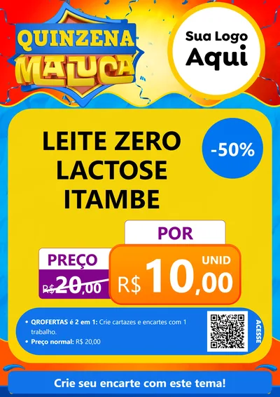 Modelo de Cartaz para Cartaz A4 Vertical com o tema Quinzena Maluca para Frios e Laticínios