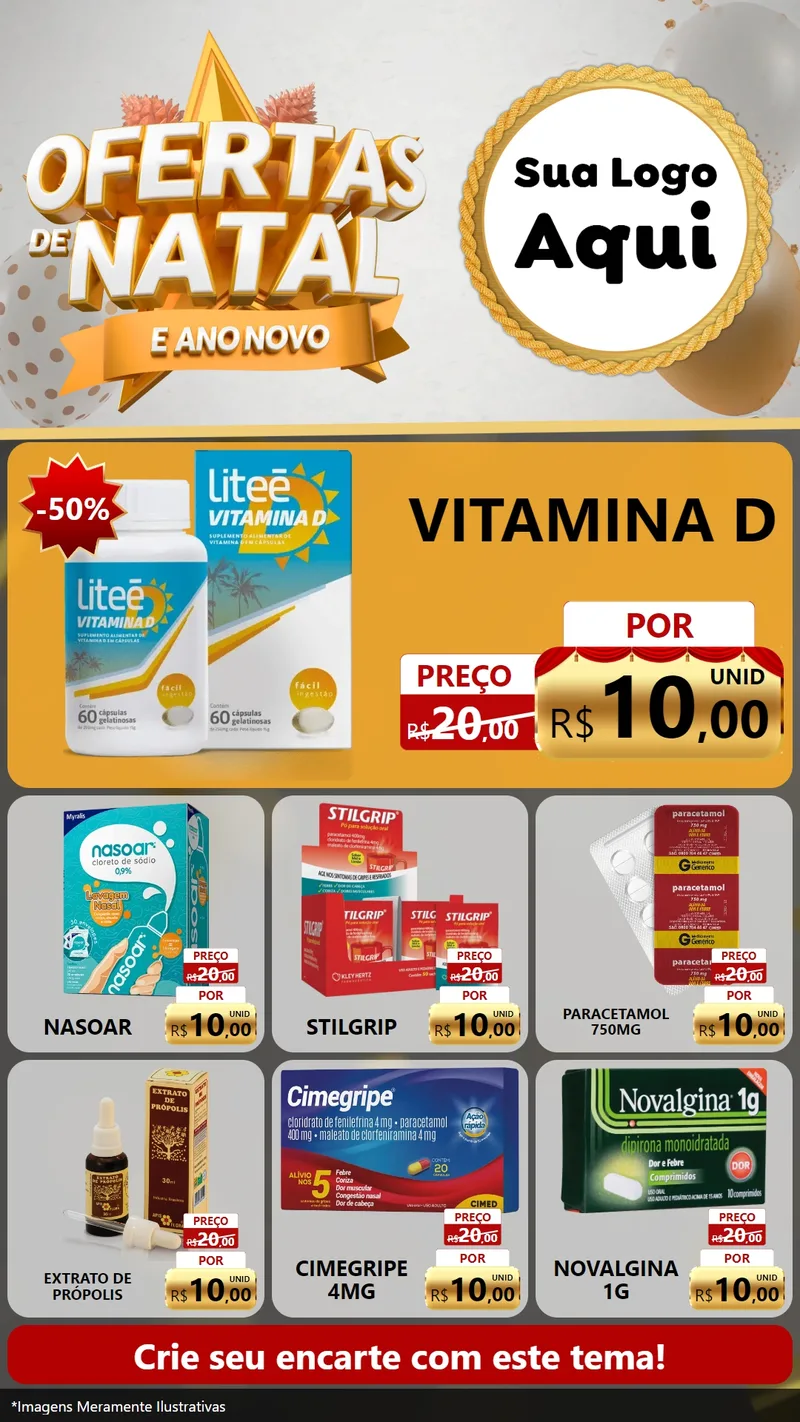 Modelo de Rede Social para Stories com o tema Ofertas De Natal E Ano Novo para Farmácia