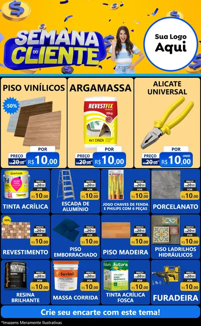 Modelo de Encarte para Encarte Grande com o tema Semana do Cliente para Material para Construção