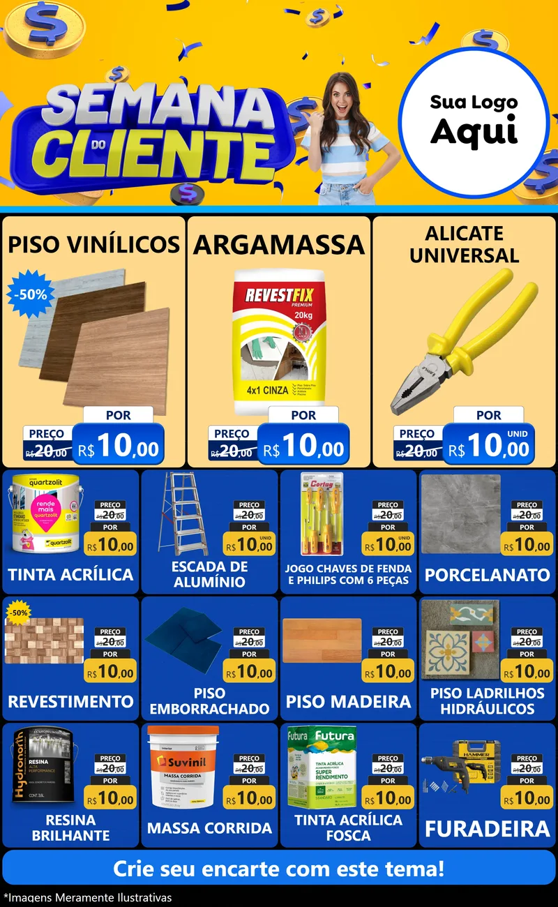 Modelo de Encarte para Encarte Grande com o tema Semana do Cliente para Material para Construção