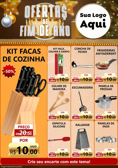 Modelo de Encarte para Encarte A4 Vertical com o tema Ofertas de Fim de Ano para Utilidades Domésticas