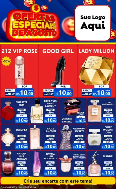 Modelo de Encarte para Encarte Grande com o tema Ofertas Especiais de Agosto para Perfumes