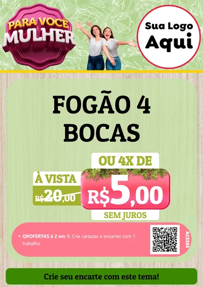 Modelo de Cartaz para Cartaz A4 Vertical com o tema Para Você Mulher para Móveis e Eletro