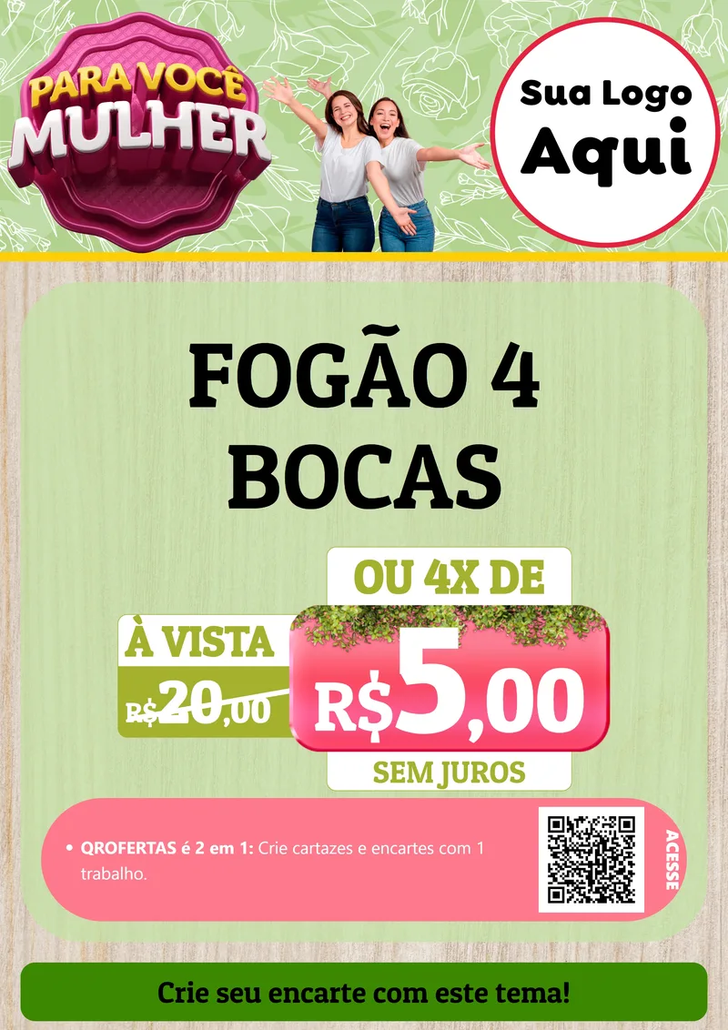 Modelo de Cartaz para Cartaz A4 Vertical com o tema Para Você Mulher para Móveis e Eletro