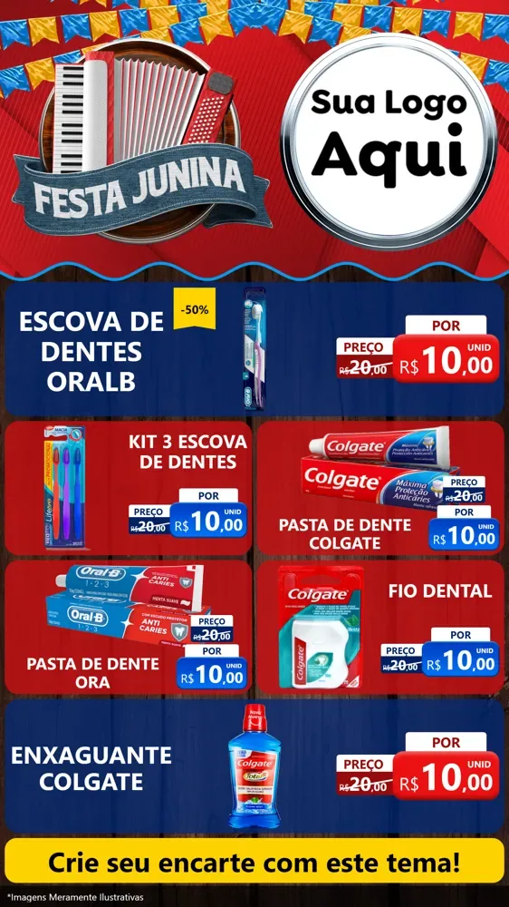 Modelo de TV para TV Vertical com o tema Festa Junina para Higiene Pessoal
