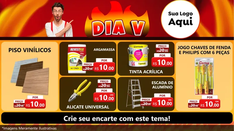Modelo de TV para TV Horizontal com o tema Dia V para Material para Construção