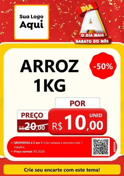 Modelo de Cartaz para Cartaz A4 Vertical com o tema Dia A o Dia Mais Barato do Mês para Supermercado