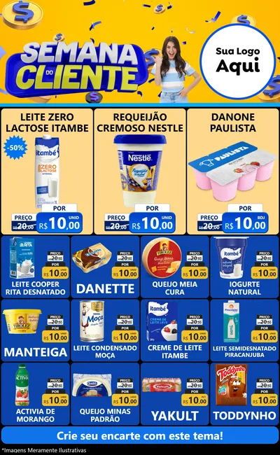 Modelo de Encarte para Encarte Grande com o tema Semana do Cliente para Frios e Laticínios