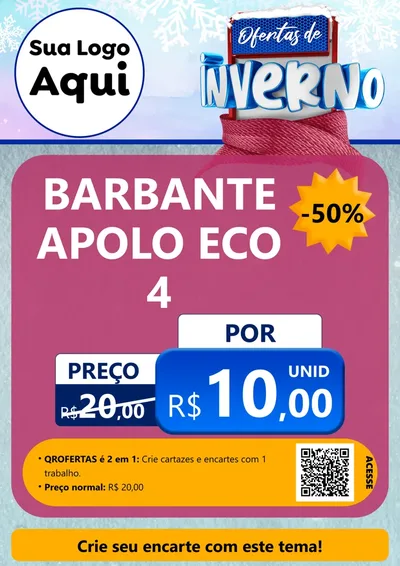 Modelo de Cartaz para Cartaz A4 Vertical com o tema Ofertas de Inverno para Armarinho e Aviamentos