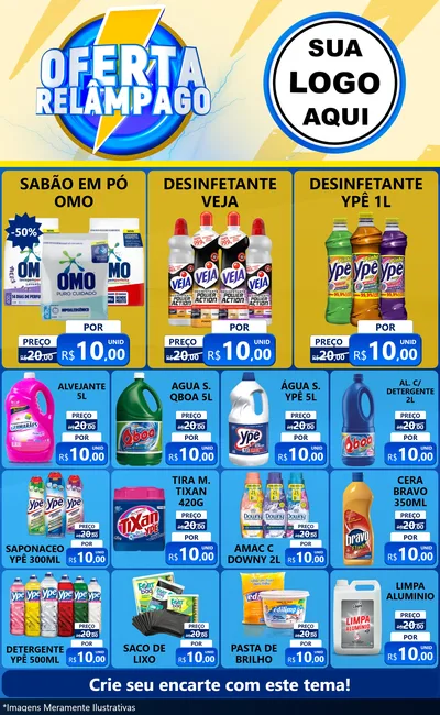 Modelo de Encarte para Encarte Grande com o tema Oferta Relâmpago para Produtos de Limpeza