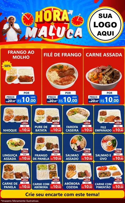 Modelo de Encarte para Encarte Grande com o tema Hora Maluca para Restaurante