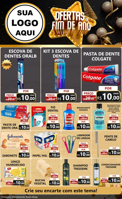 Modelo de Encarte para Encarte Grande com o tema Ofertas de Fim de Ano para Higiene Pessoal